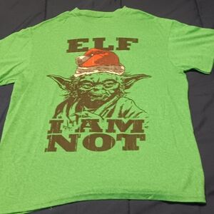 Star Wars Yoda Elf I Am Not Logo Print T Shirt Medium